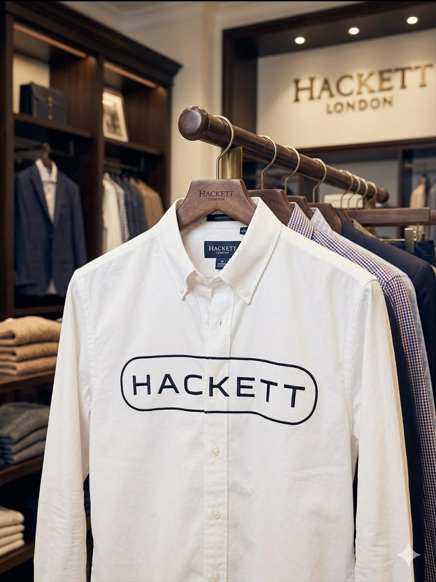 Hackett London white premium cotton regular fit shirt for men
