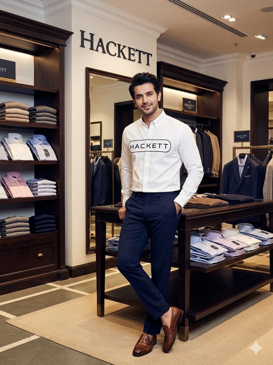 Hackett London white full sleeve premium cotton shirt for office and formal wear
