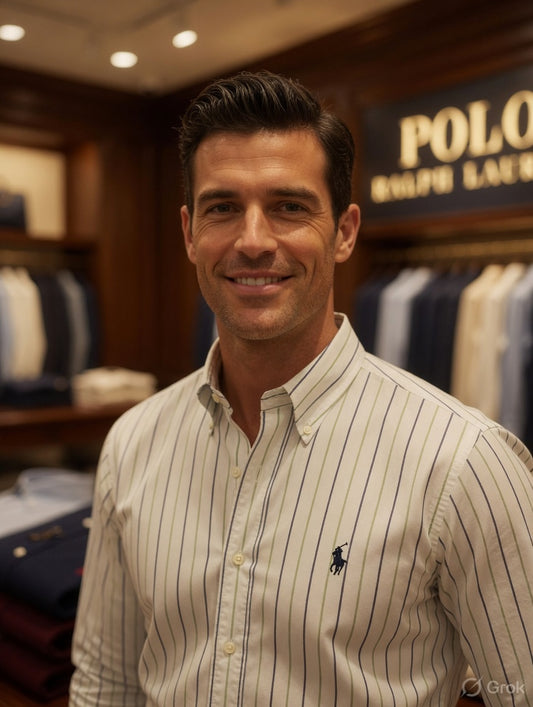 Ralph Lauren premium cotton regular fit shirt for men with branded embossed buttons
