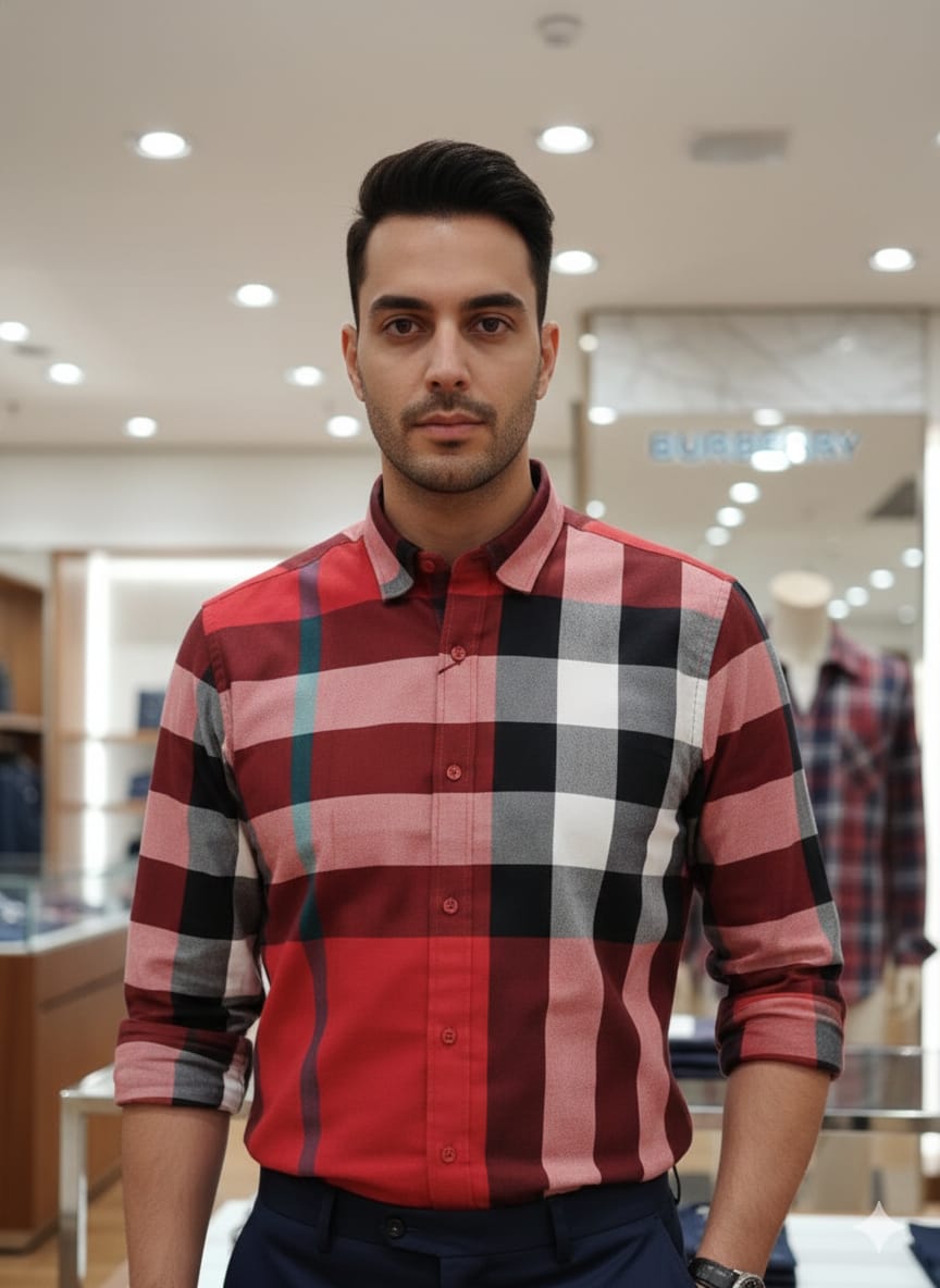 Premium red check full sleeve cotton casual shirt
