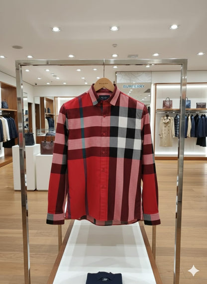 Red checked Burberry style shirt for men

