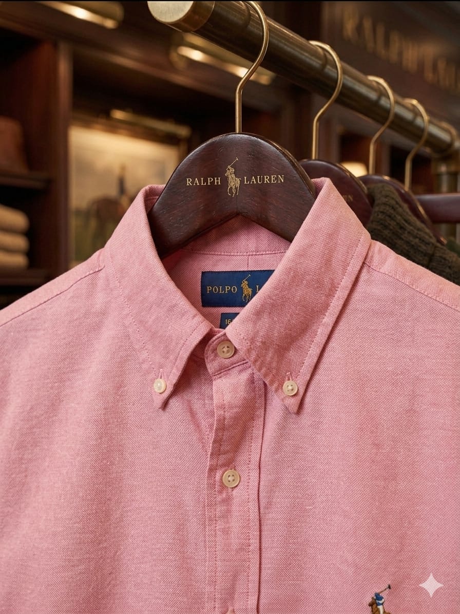 Premium onion pink Ralph Lauren full sleeve Oxford shirt for men
