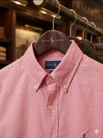 Premium onion pink Ralph Lauren full sleeve Oxford shirt for men
