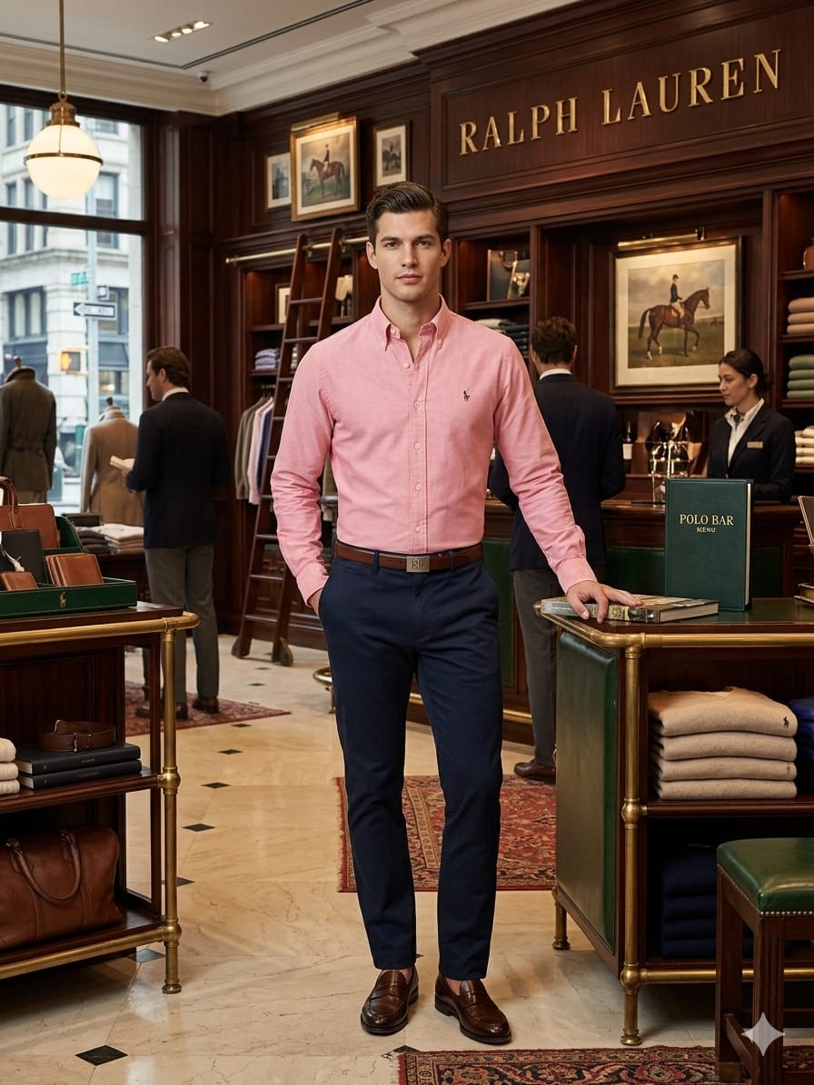 Ralph Lauren onion pink cotton casual shirt with embossed buttons
