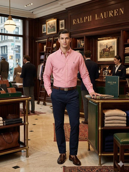 Ralph Lauren onion pink cotton casual shirt with embossed buttons
