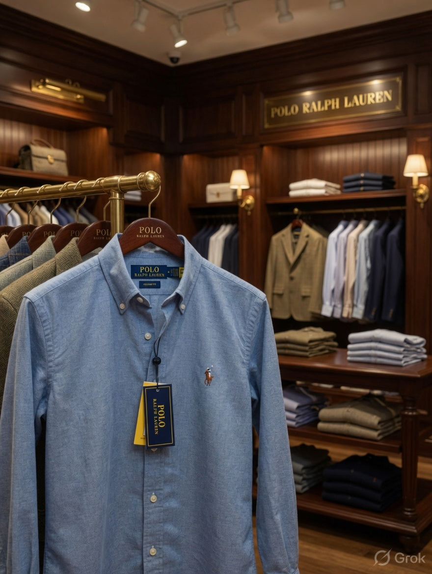 Premium sky blue Ralph Lauren full sleeve cotton shirt
