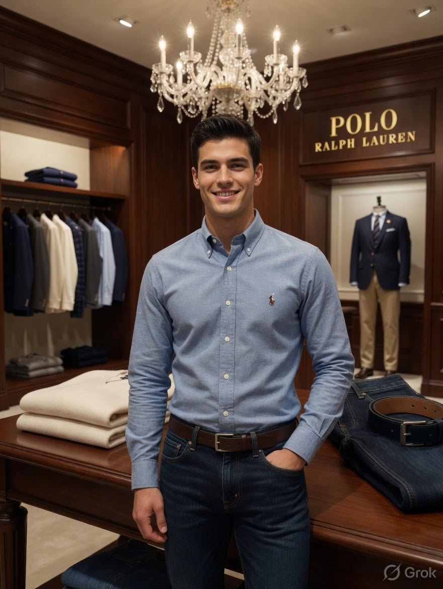 Ralph Lauren sky blue Oxford shirt for office and casual wear
