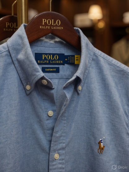 Luxury-inspired Ralph Lauren sky blue cotton shirt
