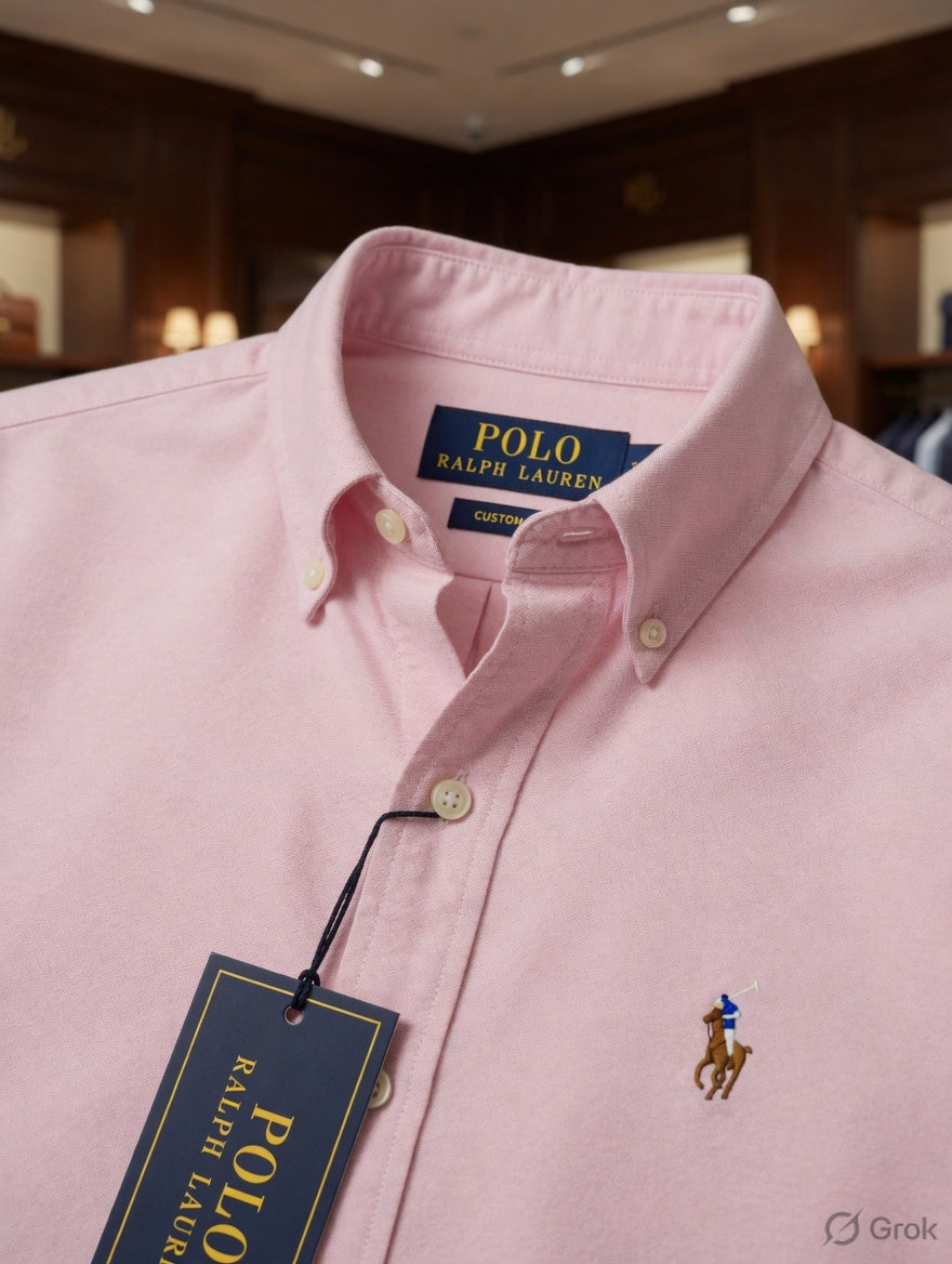 Ralph Lauren pink cotton casual shirt with embossed buttons
