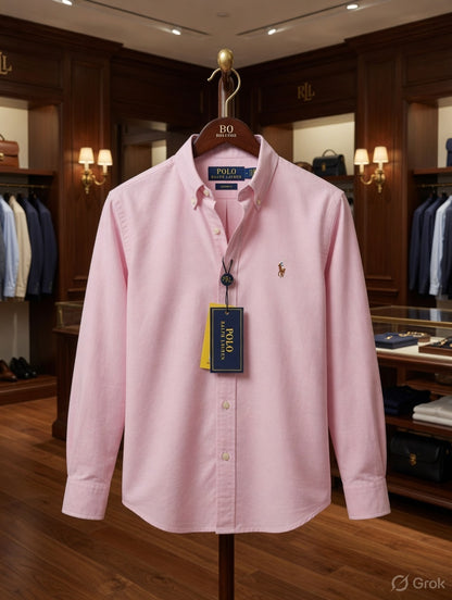 Ralph Lauren men's pink cotton Oxford regular fit shirt

