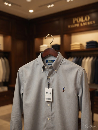 Premium grey Ralph Lauren full sleeve cotton shirt
