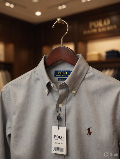 Luxury-inspired Ralph Lauren grey cotton shirt