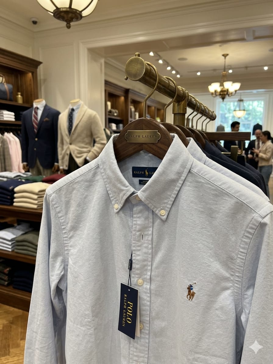 Luxury-inspired Ralph Lauren soft lavender Oxford shirt for office and smart casual wear
