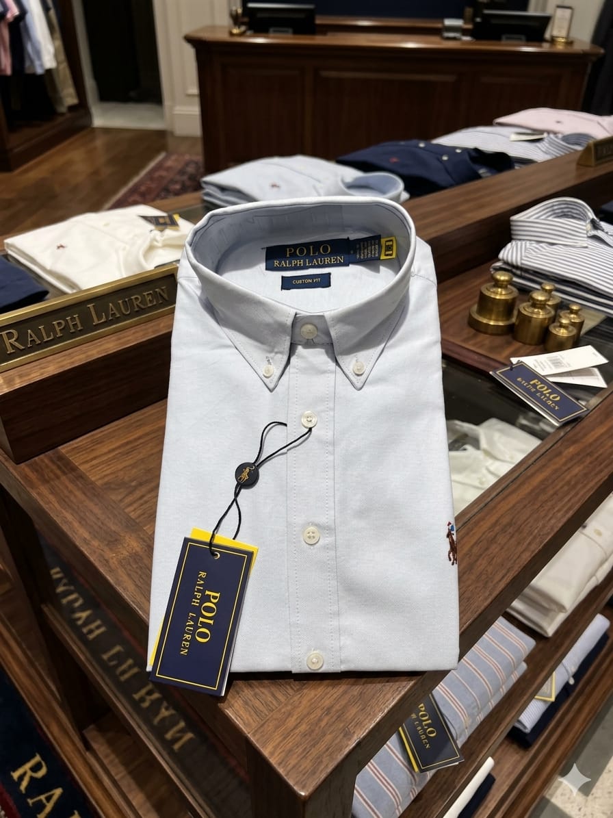 Ralph Lauren soft lavender cotton casual shirt with embossed buttons
