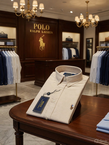 Luxury-inspired Ralph Lauren beige Oxford shirt