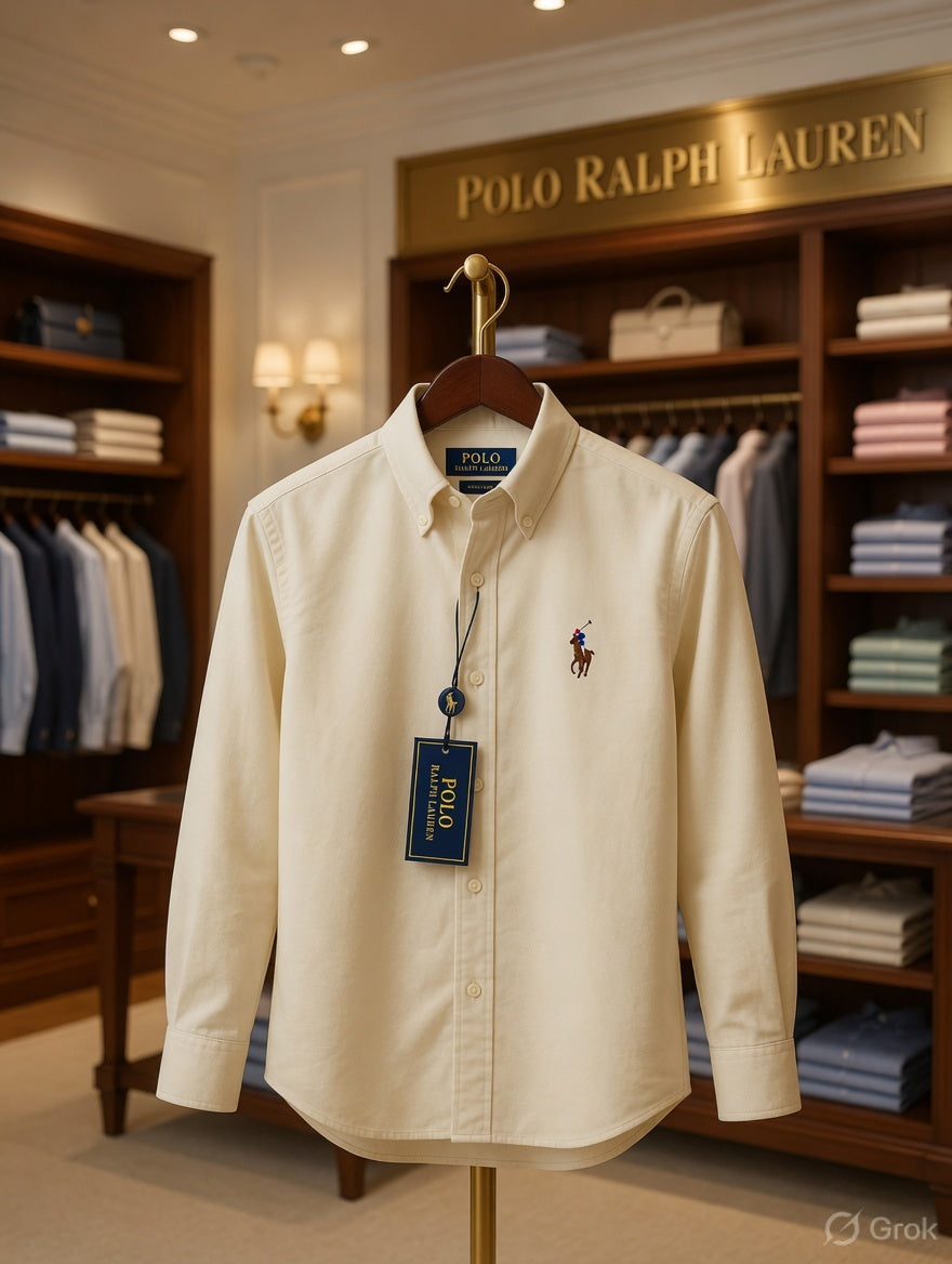 Premium yellow cream Ralph Lauren full sleeve shirt

