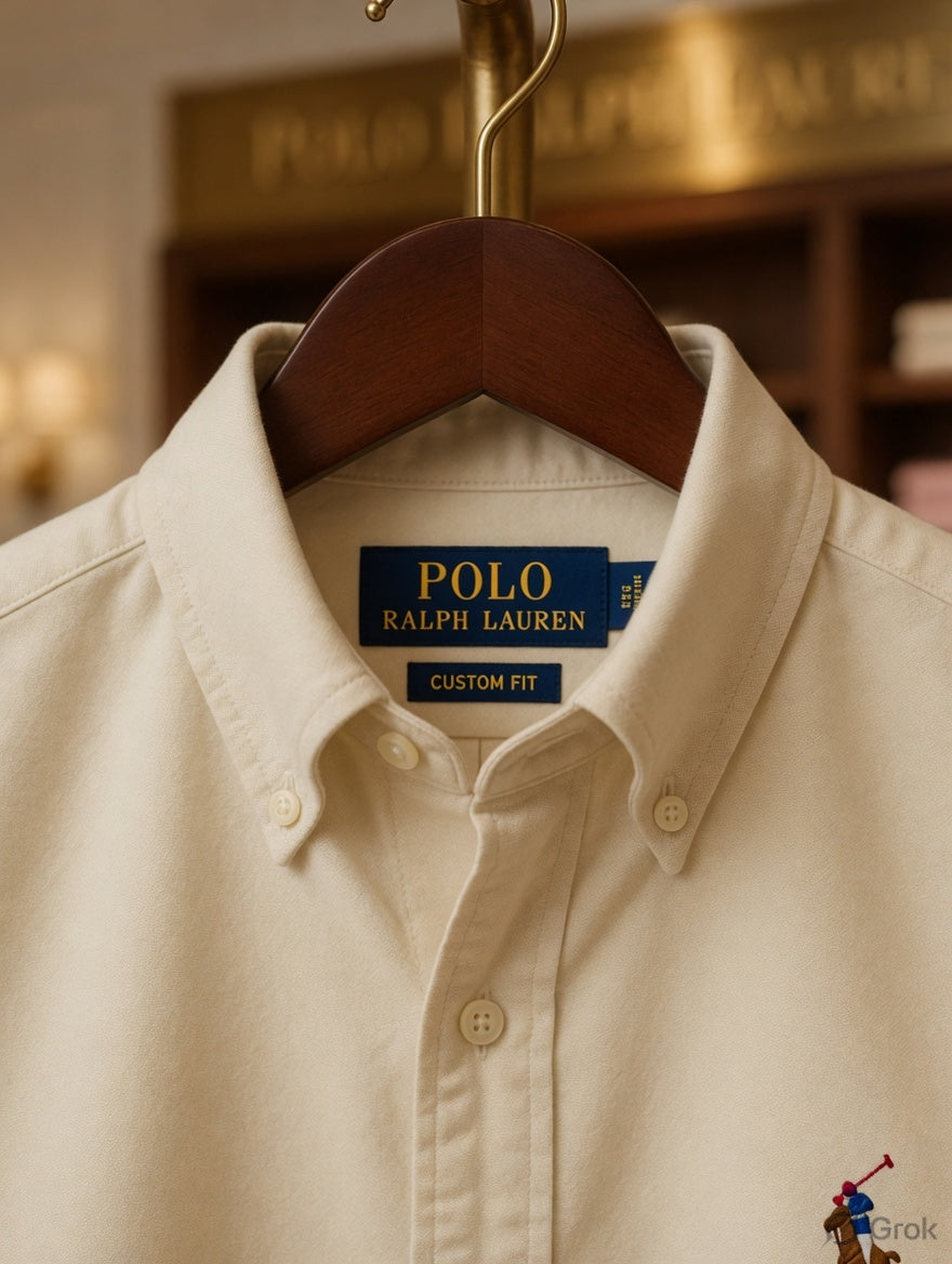 Ralph Lauren men's yellow cream cotton Oxford regular fit shirt
