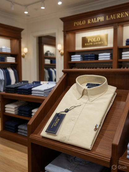 Ralph Lauren yellow cream Oxford cotton shirt for men
