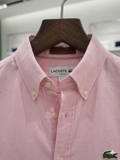 Premium Lacoste pink full sleeve Oxford shirt for men
