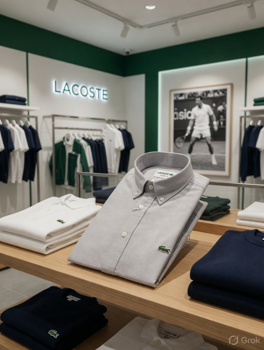 Premium Lacoste soft lavender full sleeve Oxford shirt

