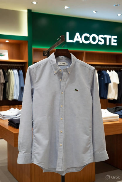 Lacoste men's soft lavender cotton Oxford regular fit shirt
