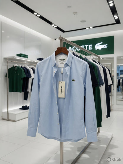 Lacoste sky blue cotton business casual shirt for men
