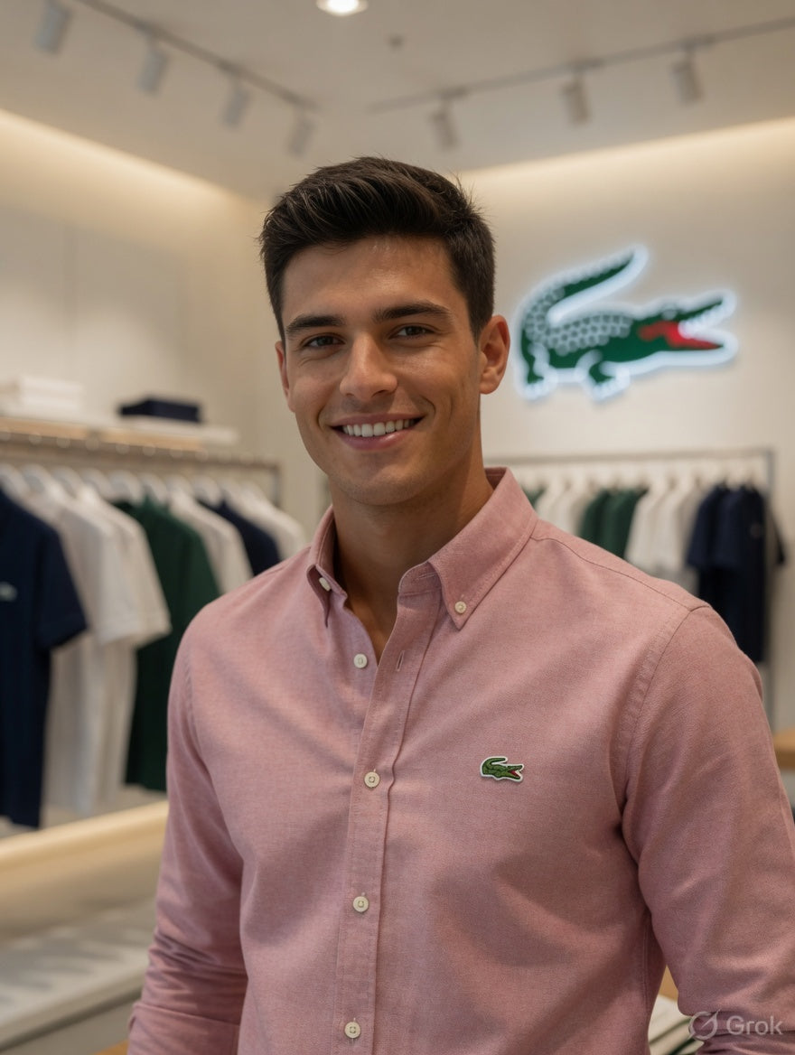 Premium Lacoste onion pink full sleeve Oxford shirt
