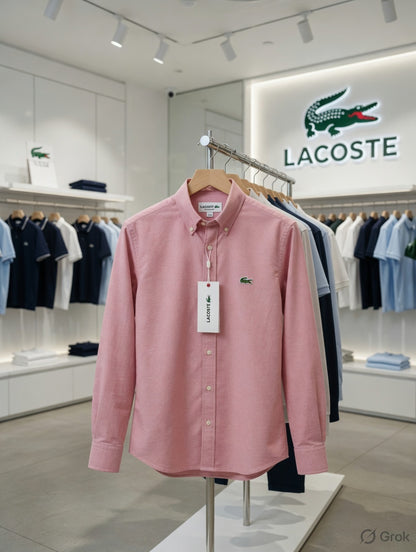 Luxury Lacoste onion pink Oxford shirt for men