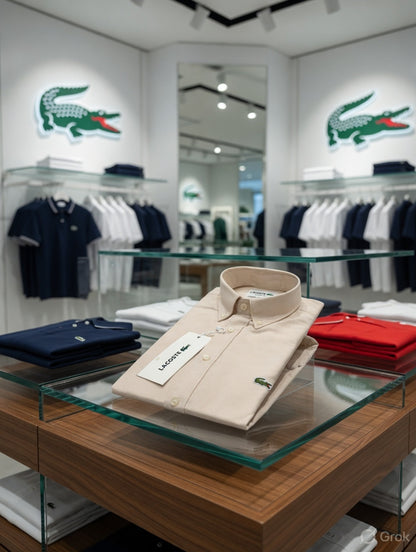 Premium Lacoste beige full sleeve Oxford shirt

