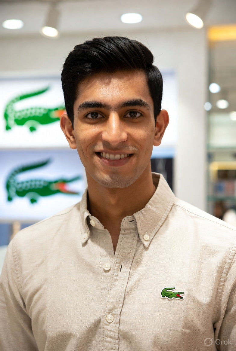 Lacoste beige cotton casual shirt with embossed buttons
