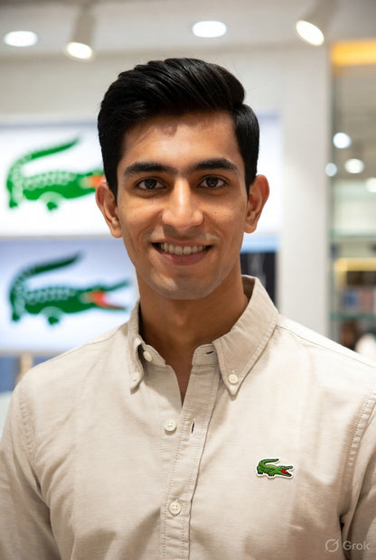 Lacoste beige cotton casual shirt with embossed buttons

