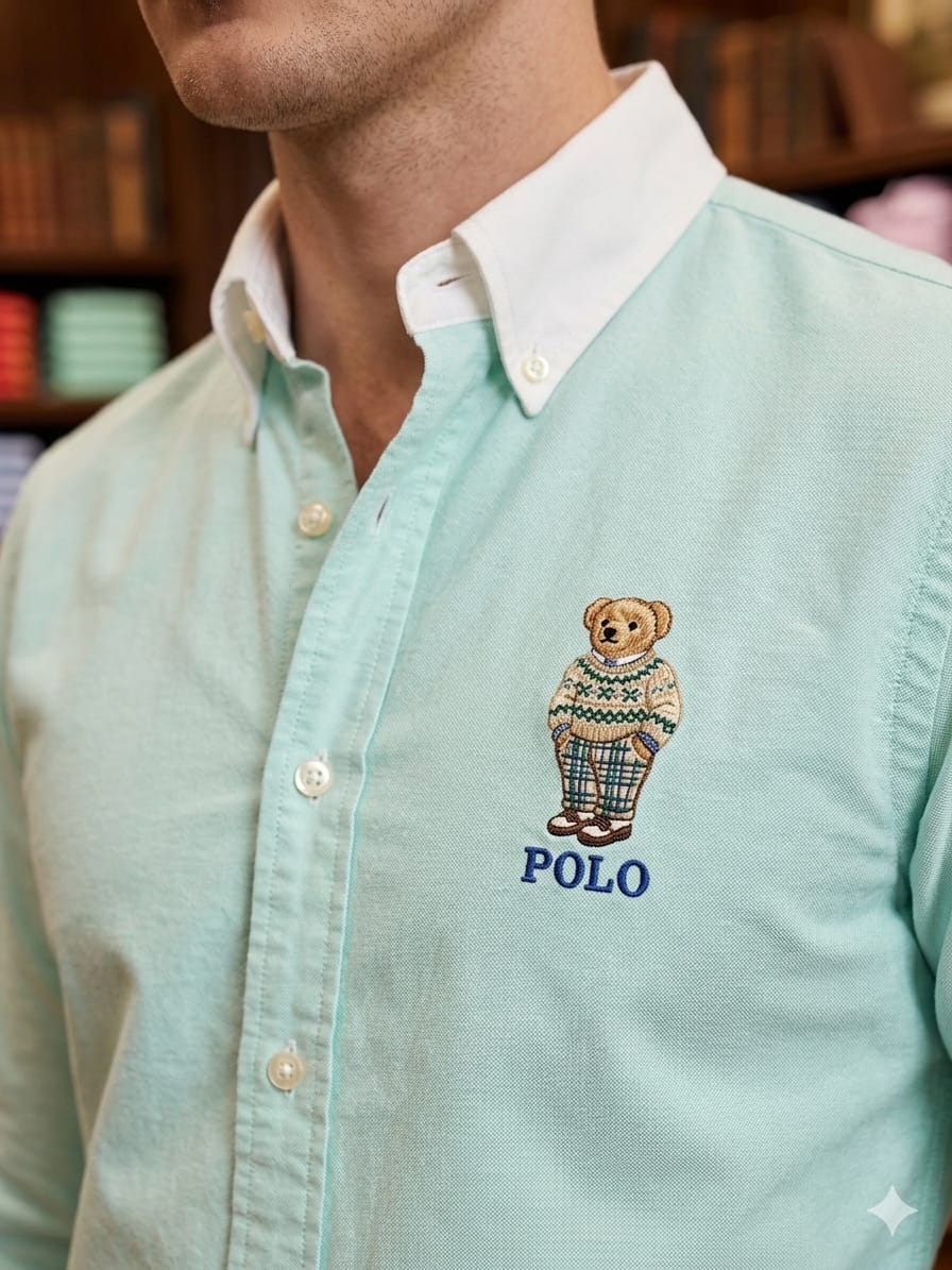 Ralph Lauren men's sea green 2-ply Oxford cotton regular fit shirt
