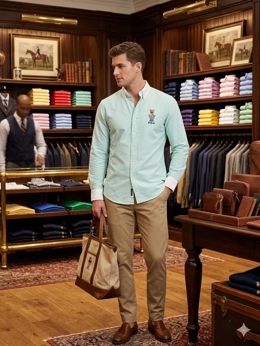 Premium Ralph Lauren sea green full sleeve Oxford cotton shirt
