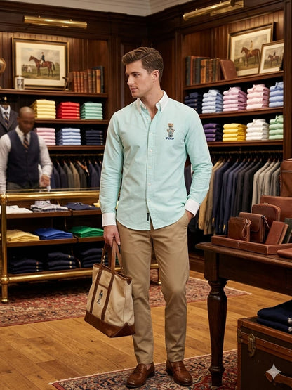 Premium Ralph Lauren sea green full sleeve Oxford cotton shirt
