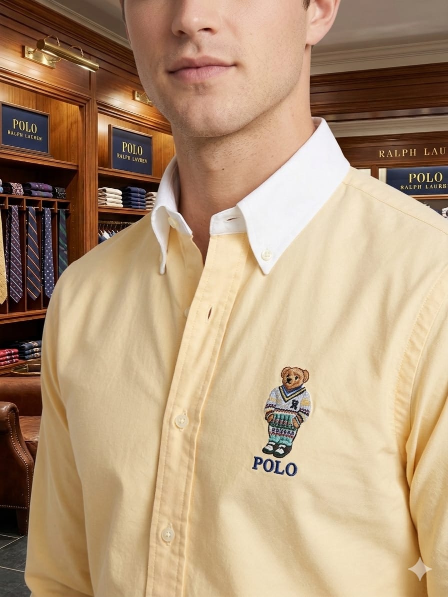 Ralph Lauren men's yellow 2-ply Oxford cotton regular fit shirt
