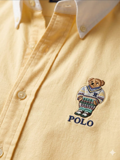 Luxury Ralph Lauren yellow regular fit cotton shirt for men