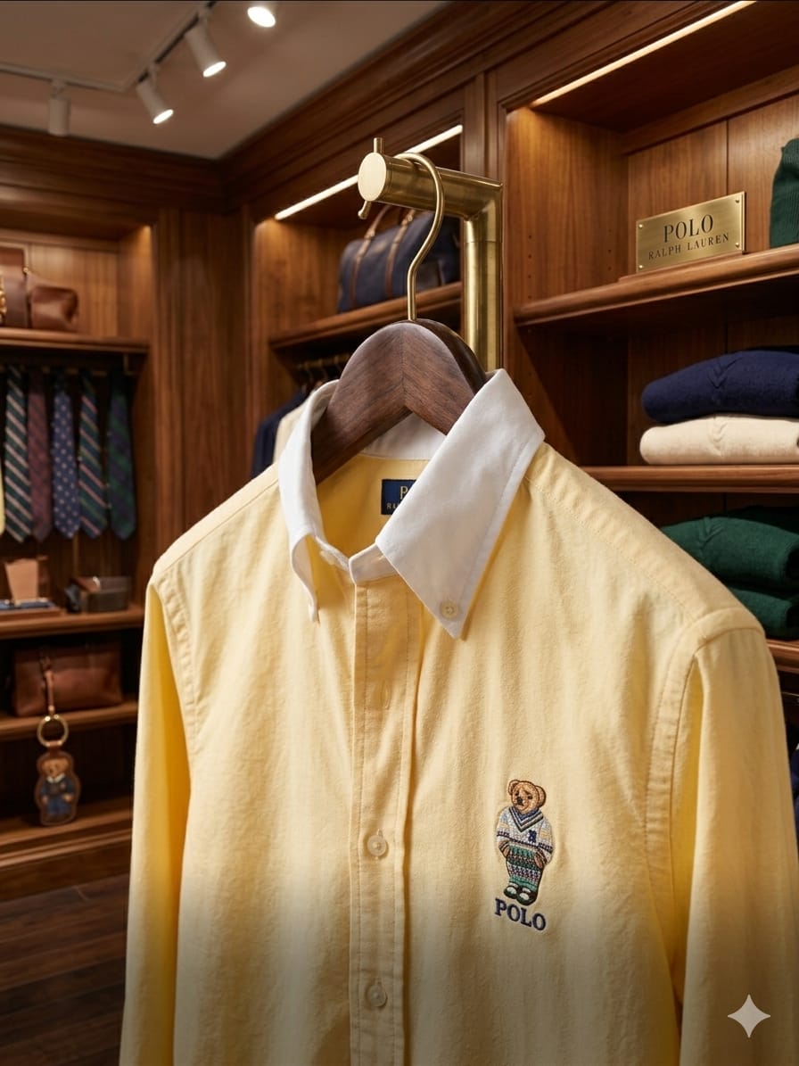 Premium Ralph Lauren yellow full sleeve Oxford cotton shirt
