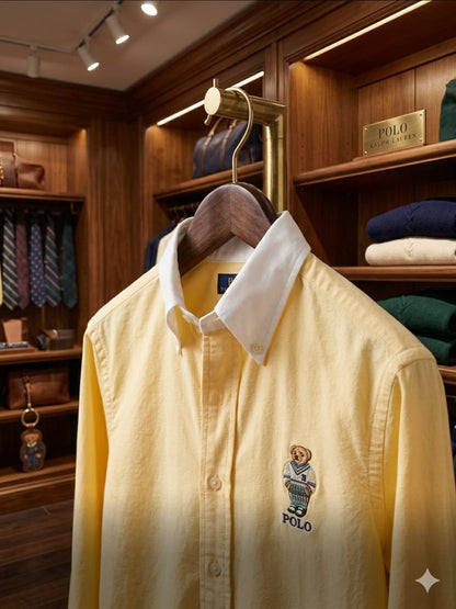 Premium Ralph Lauren yellow full sleeve Oxford cotton shirt
