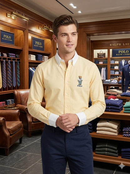 Ralph Lauren yellow Oxford cotton shirt for office and everyday wear

