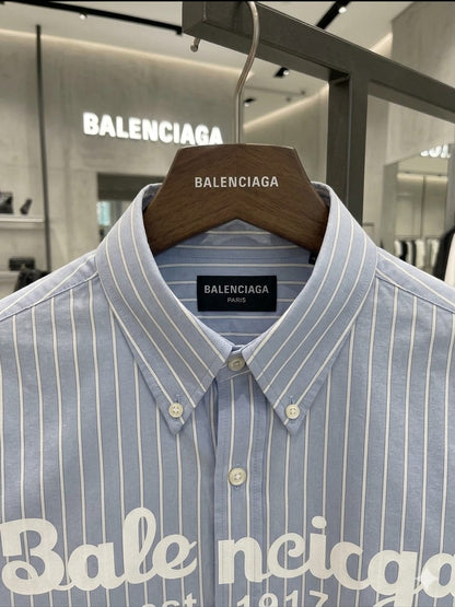 Balenciaga sky blue designer striped shirt for office and smart casual wear
