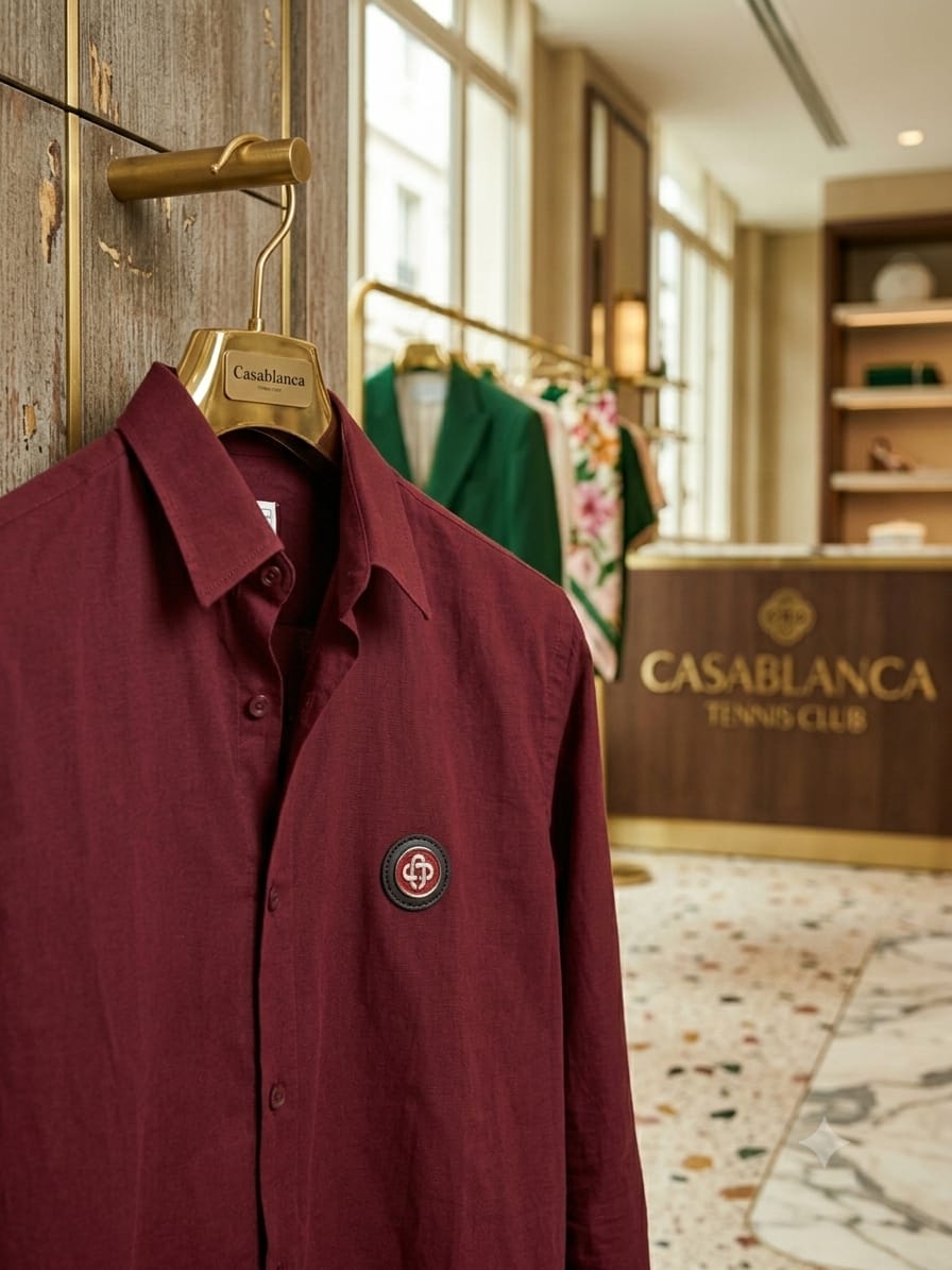 Casablanca men's wine premium cotton regular fit shirt
