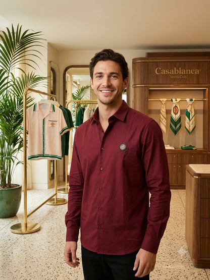 Luxury Casablanca wine regular fit cotton shirt