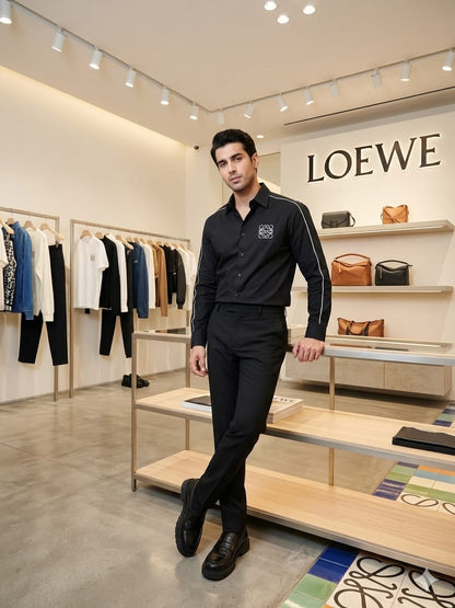 Loewe black designer cotton twill shirt for office and smart casual wear
