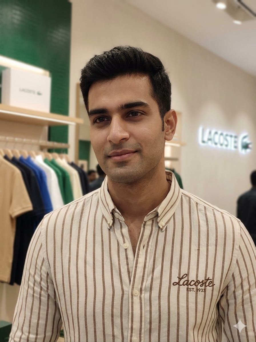 Lacoste men's beige cotton linen slub regular fit shirt
