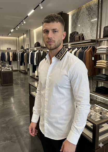 Fendi white cotton twill shirt for office and smart casual wear

