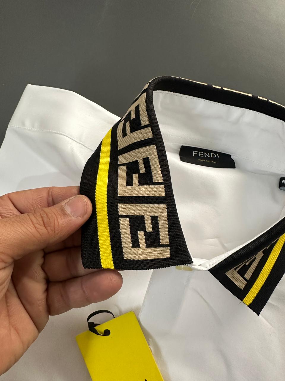 Premium Fendi white full sleeve cotton twill shirt for men
