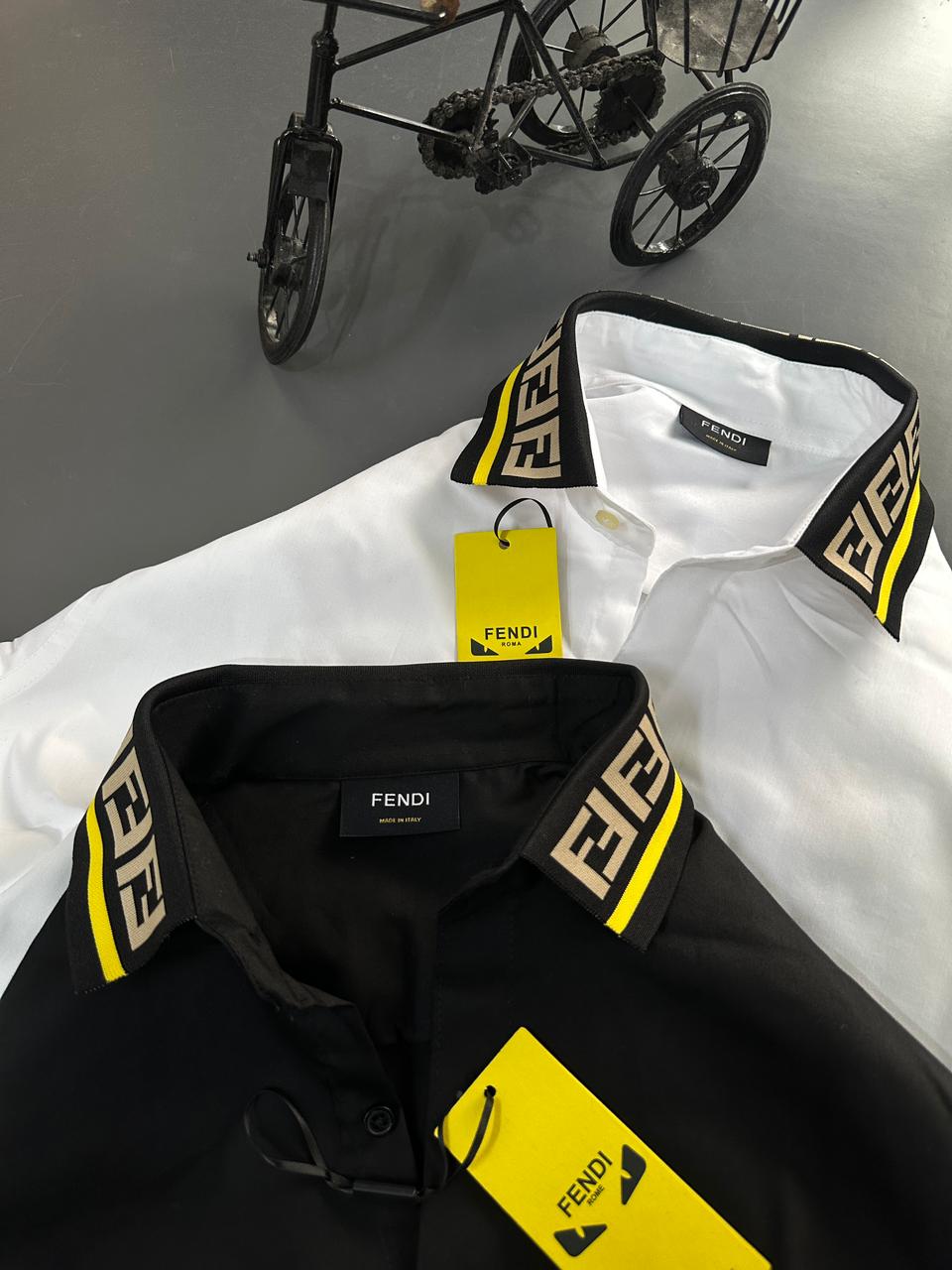 Fendi men's designer cotton twill shirts for office and casual wear
