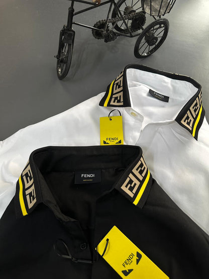 Fendi men's designer cotton twill shirts for office and casual wear
