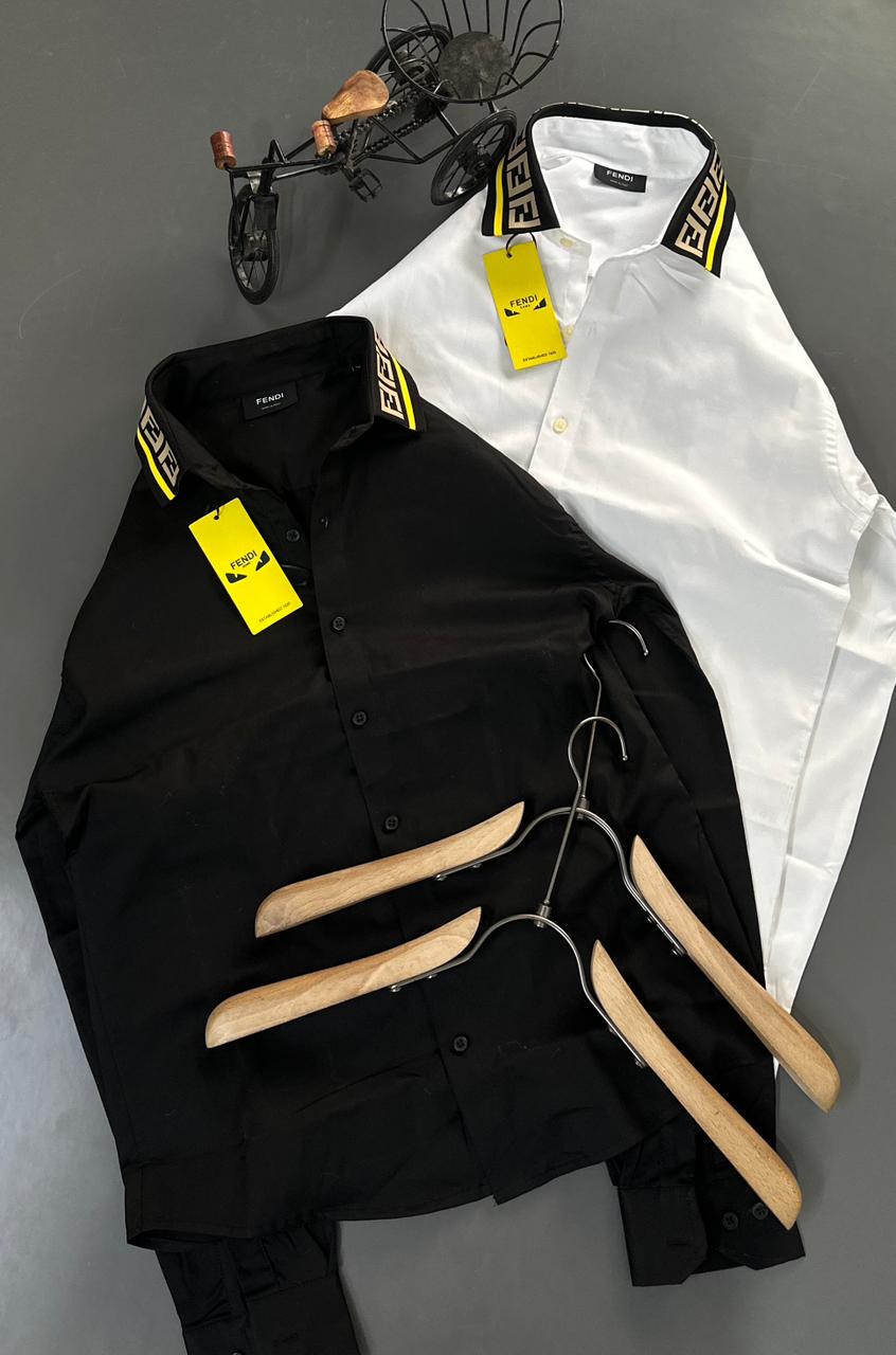 Luxury Fendi black regular fit cotton twill shirt
