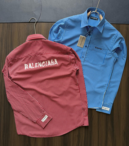 Balenciaga designer Oxford cotton shirts in blue and red for everyday premium fashion

